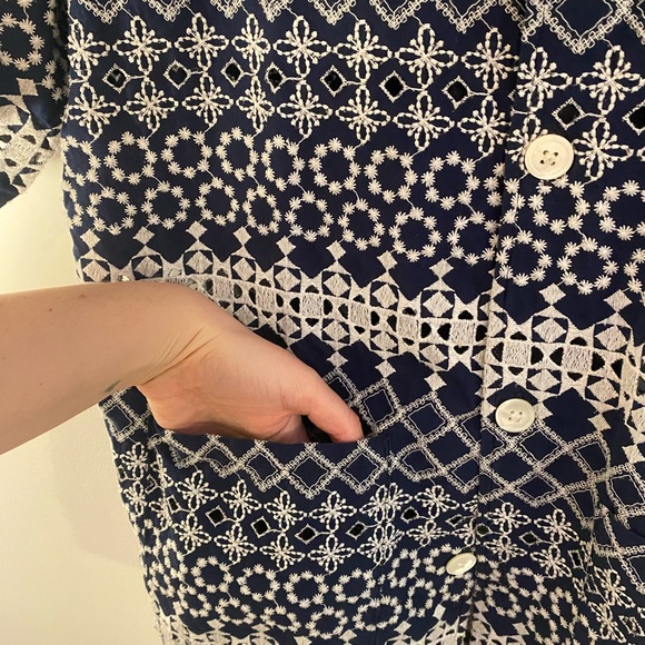 Needles Embroidered Cabana Shirt, Navy and White - Picture 4 of 5
